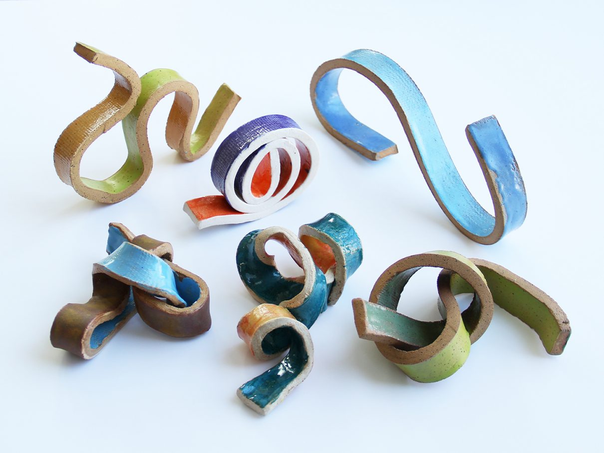 Lines of About the Same Size (26-31), 2019-2020, ceramic, variable size (4" x 4" average)